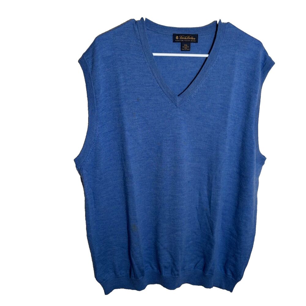 Brooks Brothers Merino Wool Sweater Vest Men's XXL Blue Sleeveless